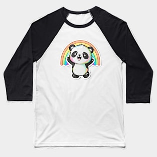 Cute Cartoon Panda Rainbow Colourful Funny Kawaii Baseball T-Shirt
